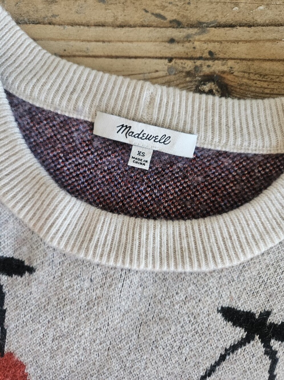 Madewell Cherry Print Crewneck Sweater Women’s XS Cream Red - Picture 3 of 7
